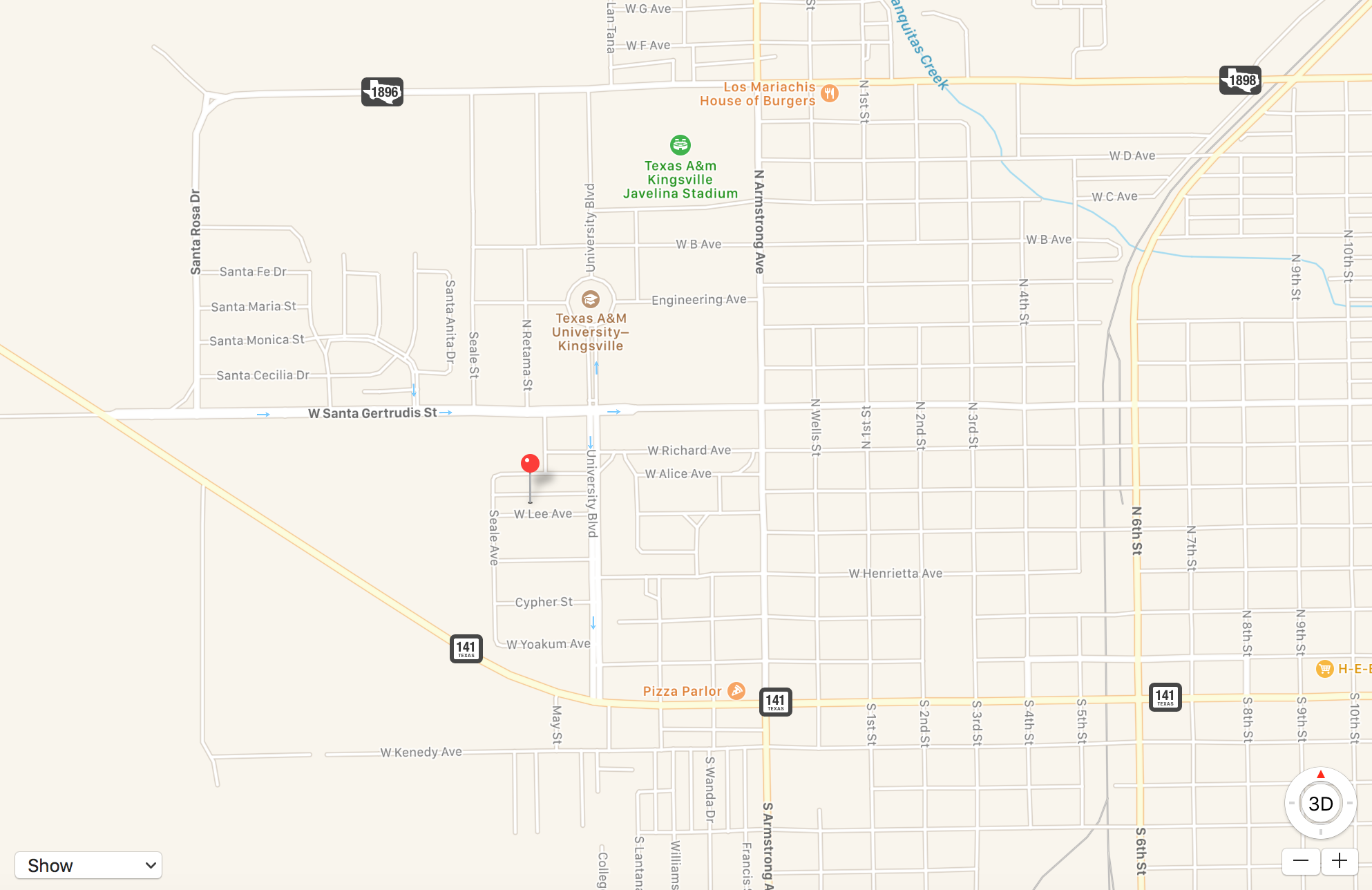Map of 1210 W Lee Ave. Kingsville, TX 78363